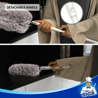 MR.SIGA Microfiber Duster with Adjustable Duster Head and Extendable Pole, Gray