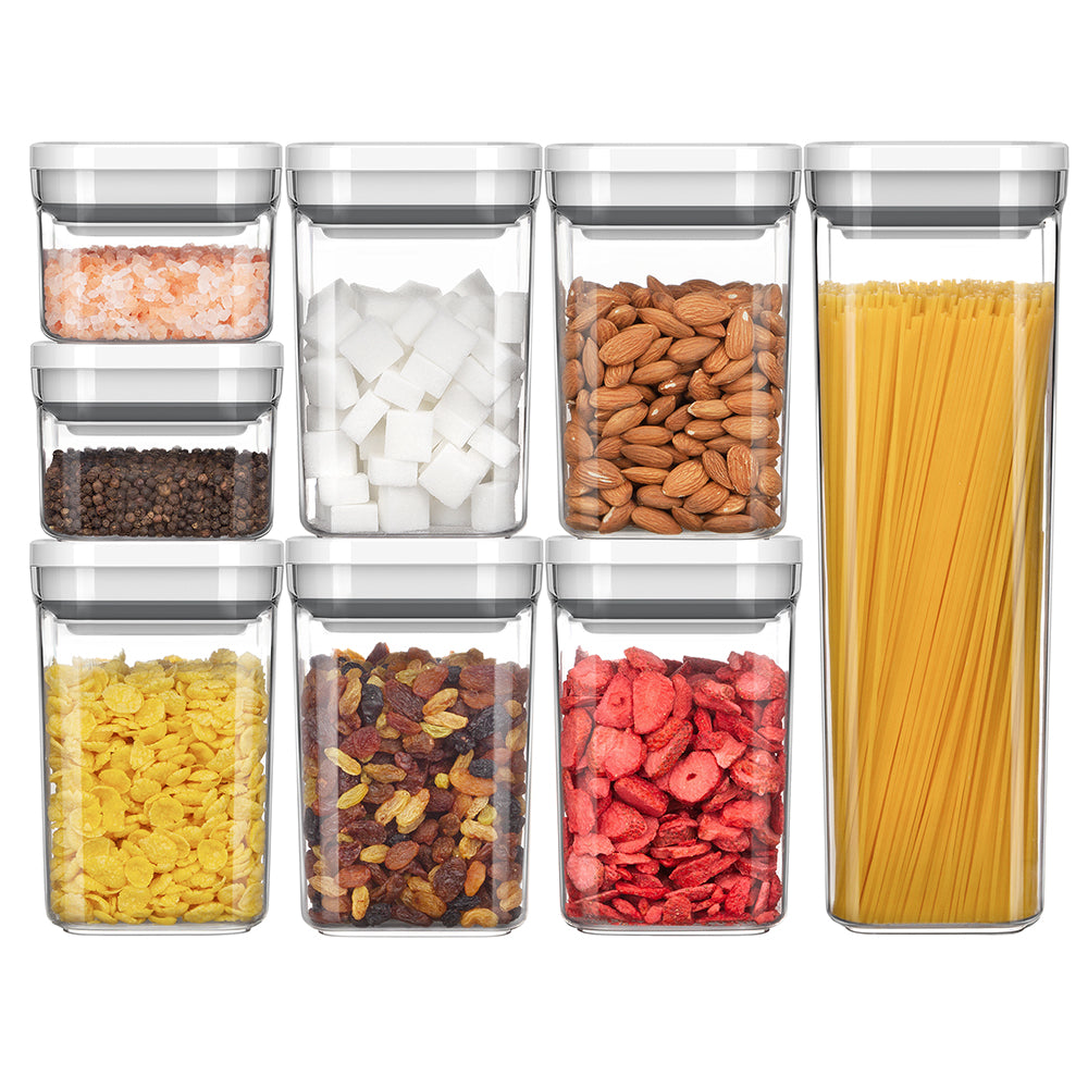 MR.SIGA 8 Piece Airtight Food Storage Container Set, One-Handed Airtight Plastic  Containers