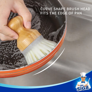 MR.SIGA Dish Soap Dispenser & Holder, Bamboo Dish Brush with Soap Dispenser Set