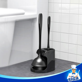 MR.SIGA Toilet Plunger and Bowl Brush Combo for Bathroom Cleaning, Bla
