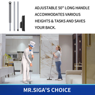 MR.SIGA Escova de esfoliação de rejunte para serviço pesado com alça longa, depurador de piso de chuveiro para limpeza
