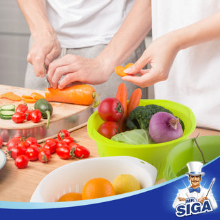 MR.SIGA Filtro empilhável grande da bacia do coador da cozinha para a cozinha com puxadores
