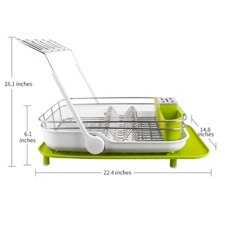 Premium Stainless Steel Multi-functional Dish Drying Rack with Cutlery Holder and Wine Glass Rack