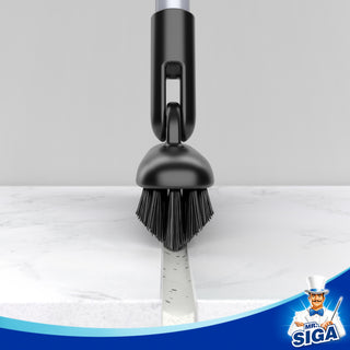 MR.SIGA Escova de esfoliação de rejunte para serviço pesado com alça longa, depurador de piso de chuveiro para limpeza
