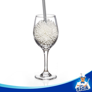 MR.SIGA Weindekanter-Reinigungsbürstenkombination, flexible Scheuerbürste für Glaswaren, Flaschen, Gläser
