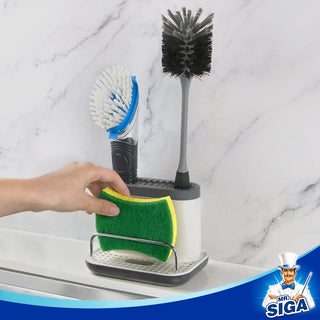 MR.SIGA Sink Caddy, Kitchen Sink Organizer Sponge Brush Holder con bandeja de goteo