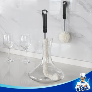 MR.SIGA Weindekanter-Reinigungsbürstenkombination, flexible Scheuerbürste für Glaswaren, Flaschen, Gläser