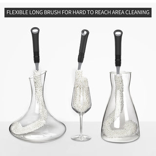 MR.SIGA Wine Decanter Cleaning Brush Combo, Flexible Scrub Brush for Glassware, Bottles, Jars