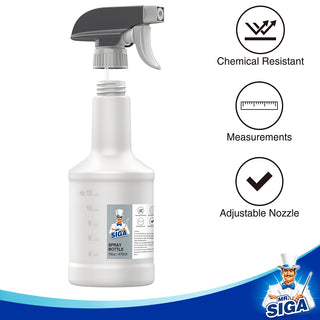 MR.SIGA Botellas de spray de plástico vacías de 16 oz para soluciones de limpieza