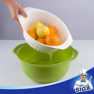 MR.SIGA Filtro empilhável grande da bacia do coador da cozinha para a cozinha com puxadores