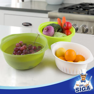 MR.SIGA Stackable Large Kitchen Colander Deep Bowl Strainer for Kitchen with Handles
