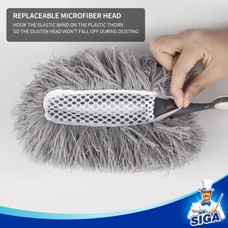 MR.SIGA Microfiber Duster with Adjustable Duster Head and Extendable Pole, Gray
