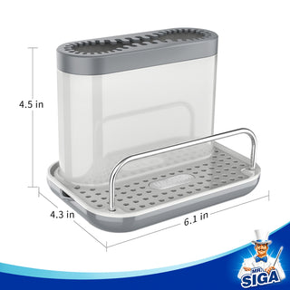 MR.SIGA Sink Caddy, Organisateur d’évier de cuisine Porte-brosse éponge avec plateau d’égouttage