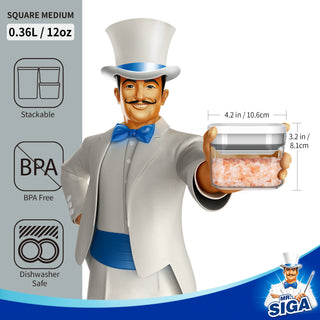 MR.SIGA 4 Pack Airtight Food Storage Container Set, 360ml / 12.2oz, Pequeno