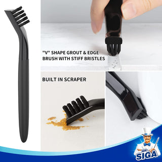 MR.SIGA Conjunto de escovas de limpeza de rejunte com suporte