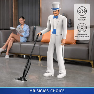MR.SIGA Aspirador sem fio, aspirador de vara leve para limpeza a seco de pisos duros, preto