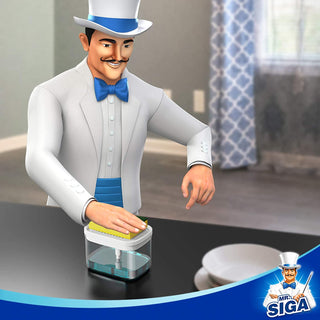 MR.SIGA Dispensador de sabão e porta-esponja Premium 2 em 1, branco