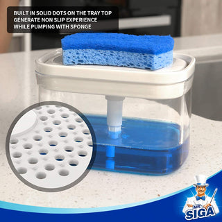 MR.SIGA Dispensador de sabão e porta-esponja Premium 2 em 1, branco
