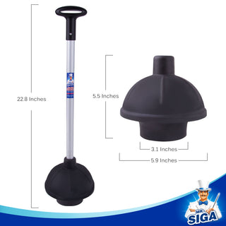 MR.SIGA 2 Way Rubber Toilet and Drain Plunger