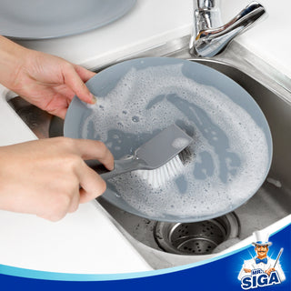MR.SIGA Brosse à vaisselle avec poignée antidérapante grattoir intégré