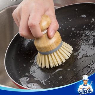 MR.SIGA Escova de palma de bambu, escova de esfoliação para pratos panelas panelas de cozinha pia de limpeza