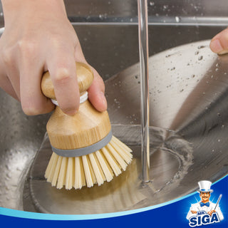 MR.SIGA Brosse de palmier en bambou, brosse à gommage pour vaisselle casseroles poêles Nettoyage de l’évier de cuisine