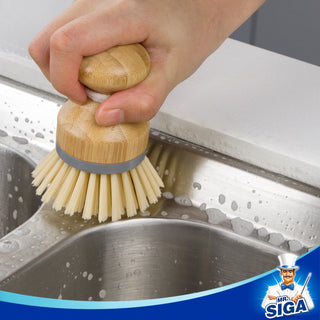 MR.SIGA Brosse de palmier en bambou, brosse à gommage pour vaisselle casseroles poêles Nettoyage de l’évier de cuisine