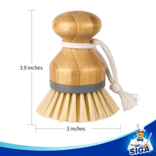 MR.SIGA Bamboo Palm Brush, Scrub Brush for Dishes Pots Pans Kitchen Sink Cleaning