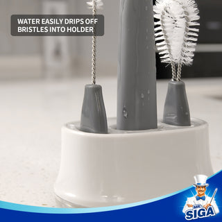 MR.SIGA Set de limpieza de cepillo de botella de agua con soporte de almacenamiento