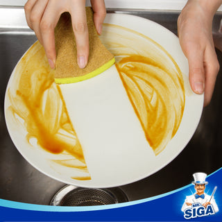 MR.SIGA Non-Scratch Cellulose Scrub Sponge, Dual-Sided Dishwashing
