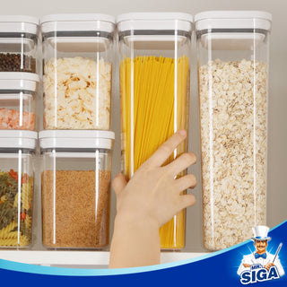 MR.SIGA 4 Pack Airtight Food Storage Container Set, 2.1 L / 72oz, White